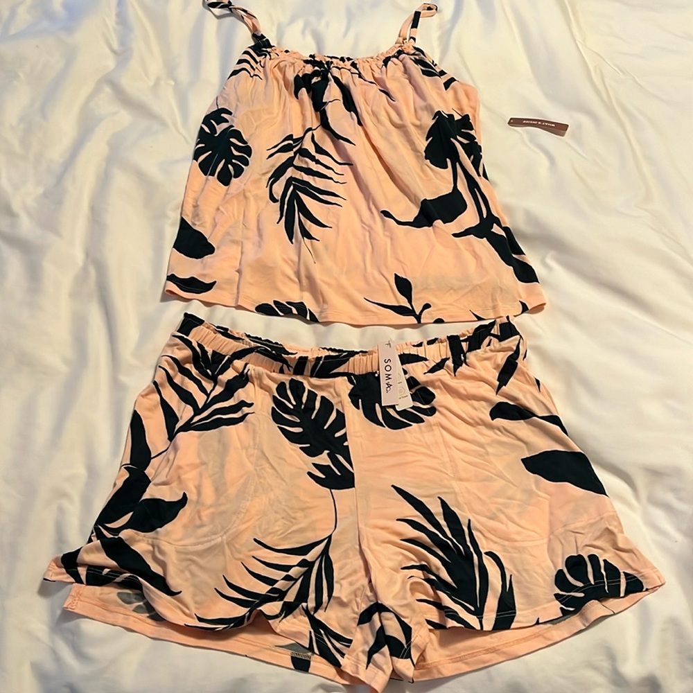 SOMA Cool Nights Pajama Set - Shadow Flora Apricotta